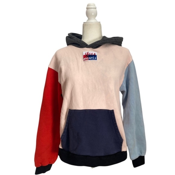 ETRE CECILE Colby Aurelia Color Block Hoodie Sweatshirt Cotton In Pink - Picture 2 of 12